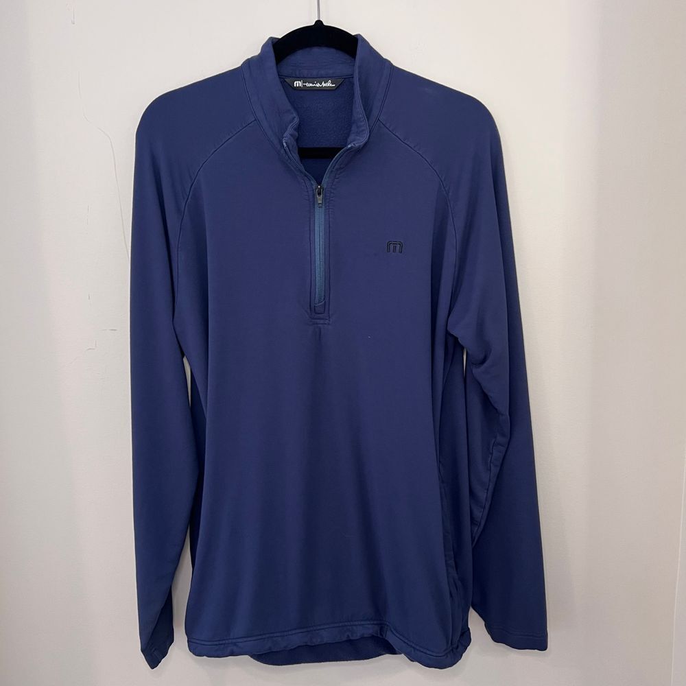 Travis Mathew Quarter Zip Athletic Pullover Performance Golf Shirt Navy Blue M‎
